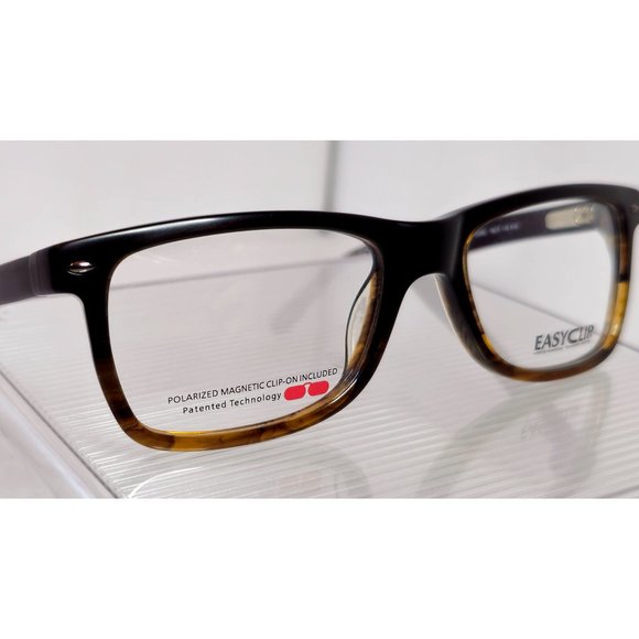 Brown Amber EasyClip Polarized Eyeglasses Matte Shiny Unisex Small 50-17-135 NWT - Picture 4 of 12